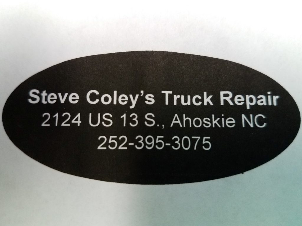 Steve Coley’s Truck Repair Sticker 2018 II